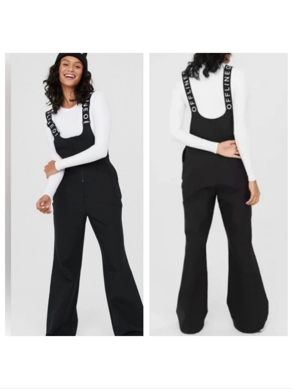 AERIE Offline Chillside Collection Black Ski Snow Suit Bibs Overalls XS